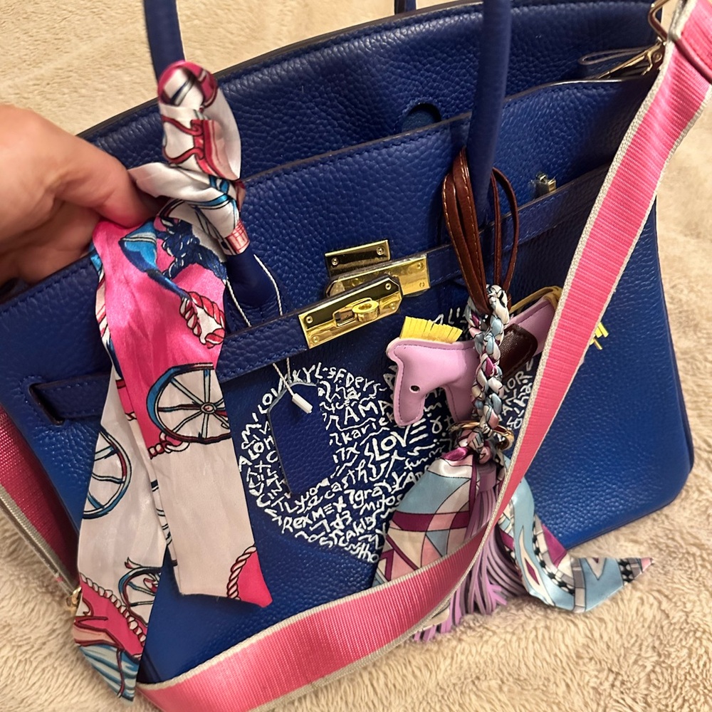 Luxury custom handbag, designer inspired, blue - Picture 4 of 6